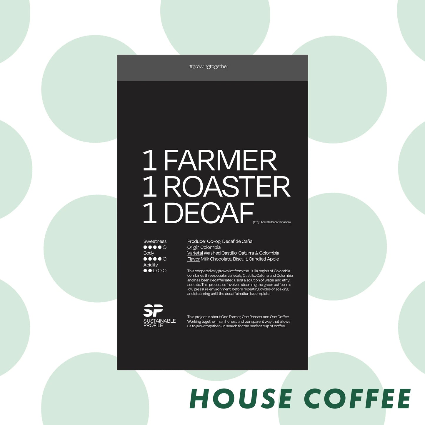 APRIL - Sustainable Profile Coffee - Decaf - Colombia - Washed - Castillo. Caturra, Colombia
