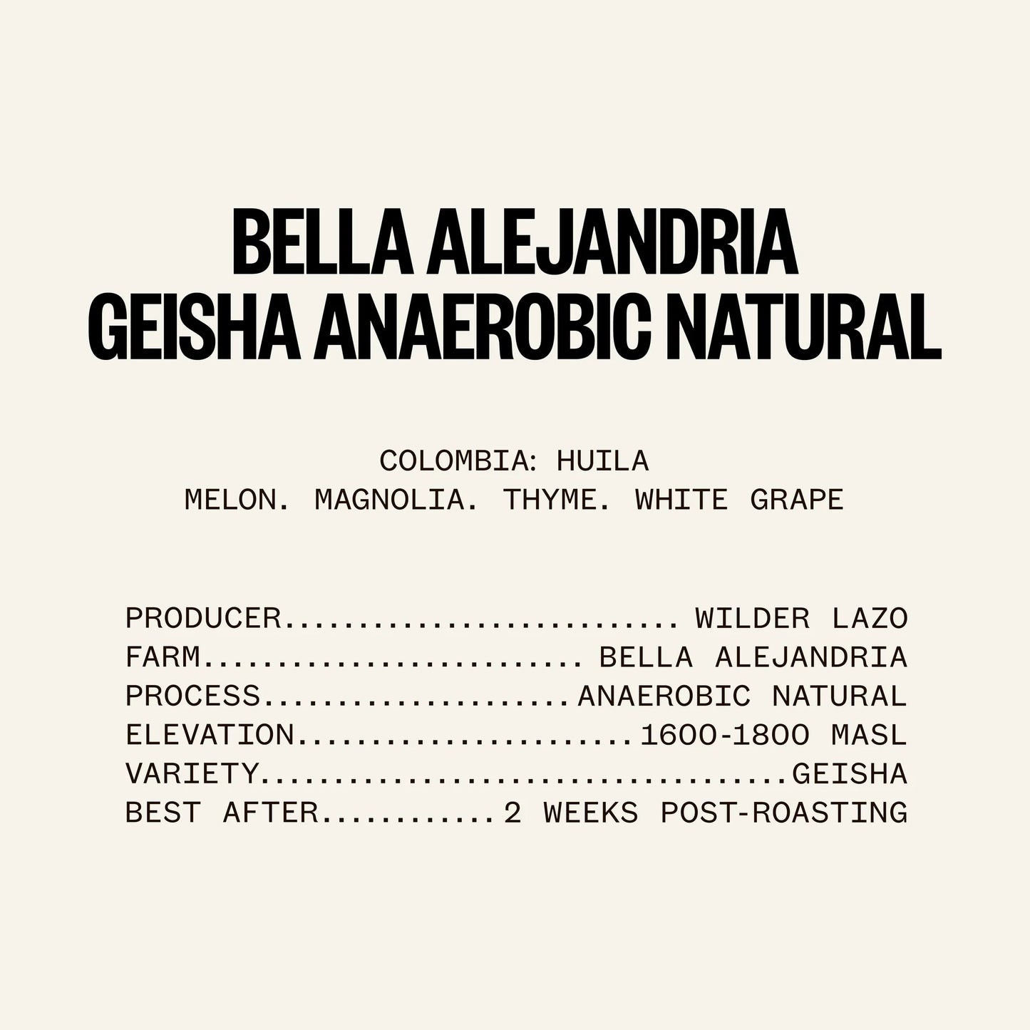 ETHICA - Spectrum - Bella Alejandria | Colombia - Anaerobic Natural - Geisha